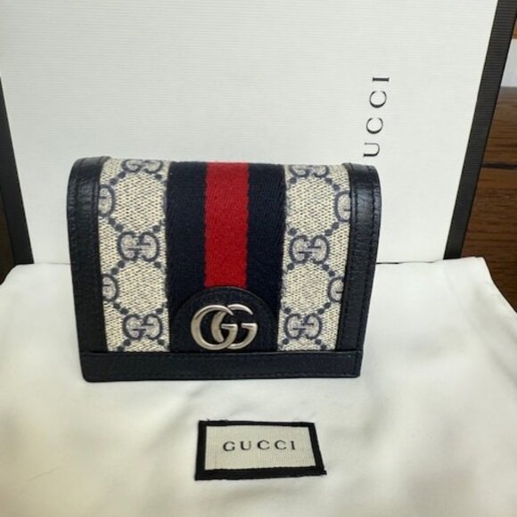 Gucci Ophidia GG Supreme Bi-Fold Wallet – Navy Leather - Picture 2 of 10